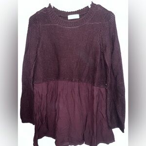 Purple Knit and Fabric Sweater
